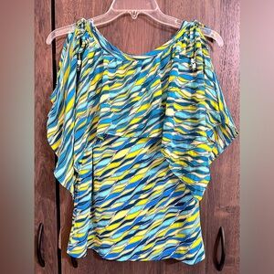 Michael Kors XS Butterfly Sleeve Top Vibrant Color